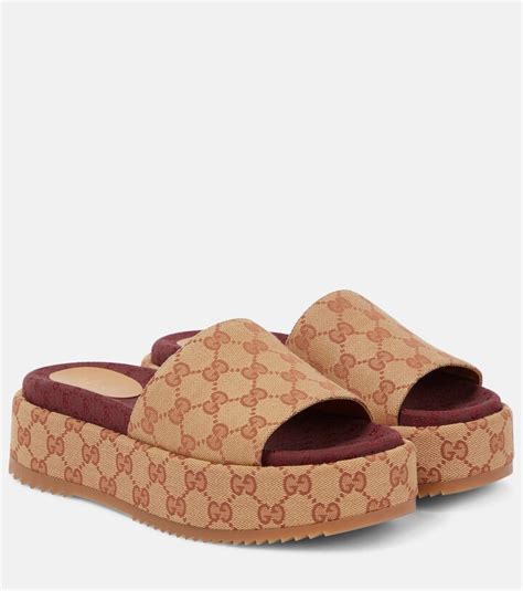 size 5.5 gucci slides|Gucci canvas platform sandals.